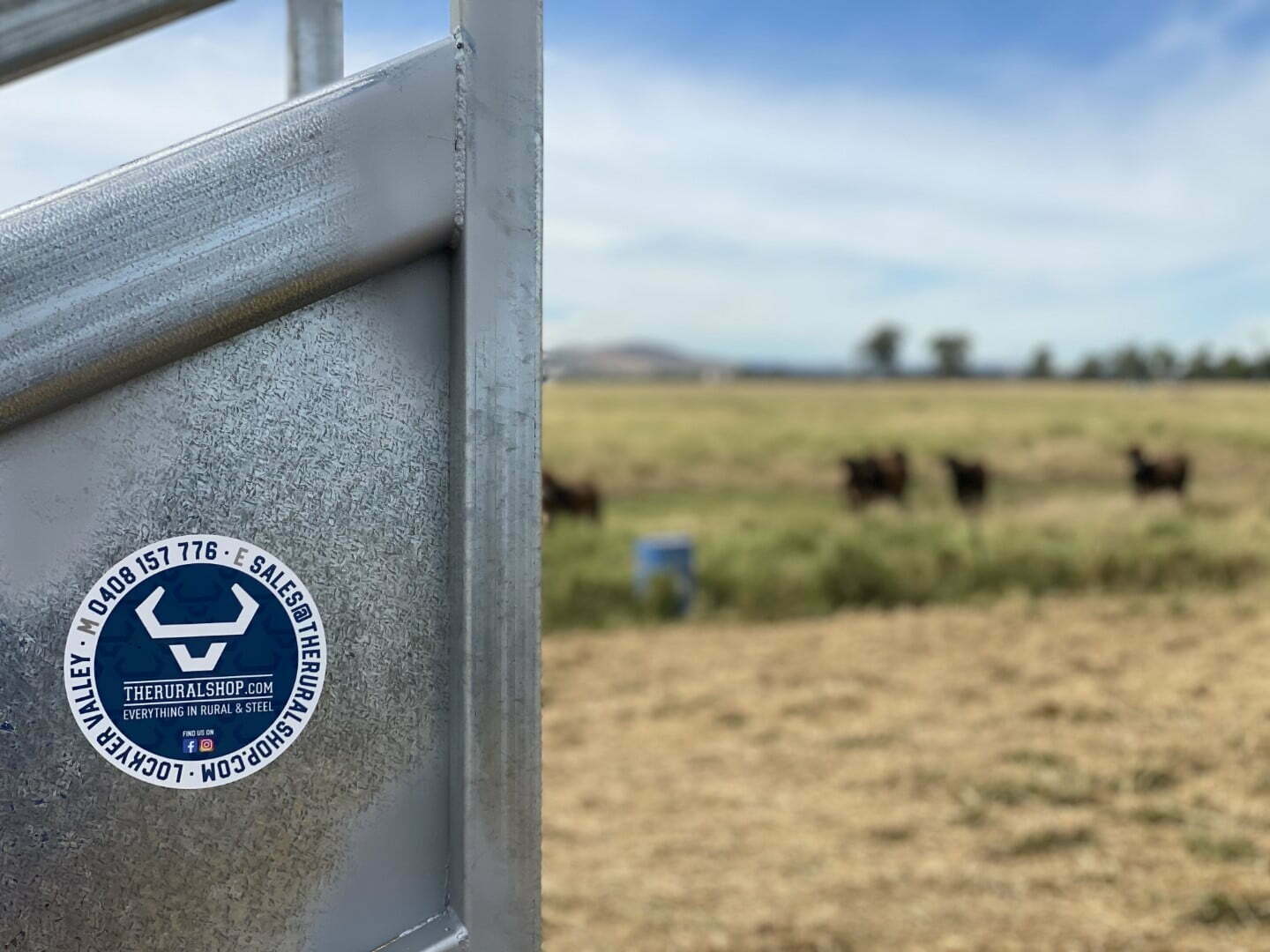 close up image of a cattle loading ramp with the rural shop.com branded sticker
